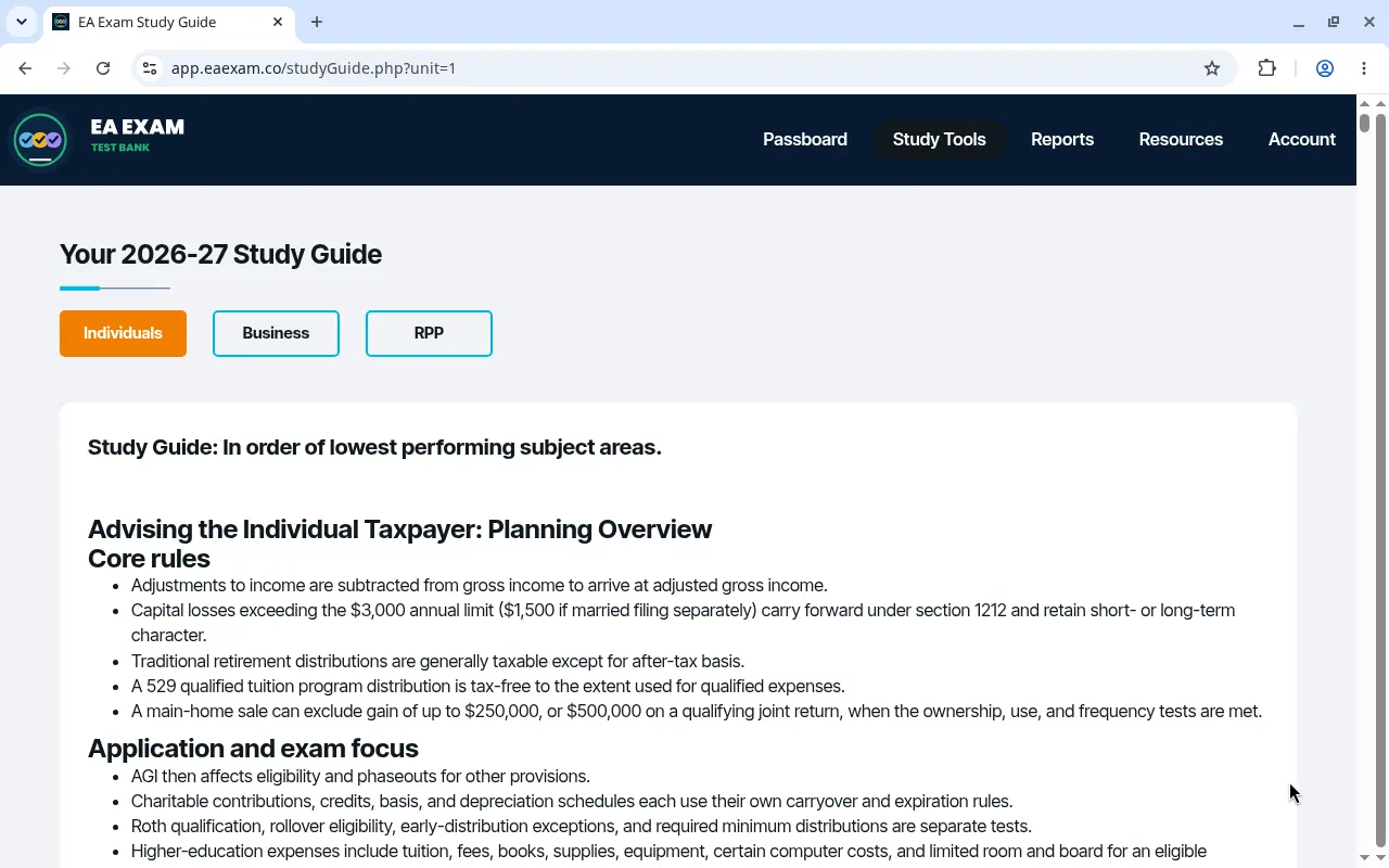 Study guide open on Individuals, ready to read.